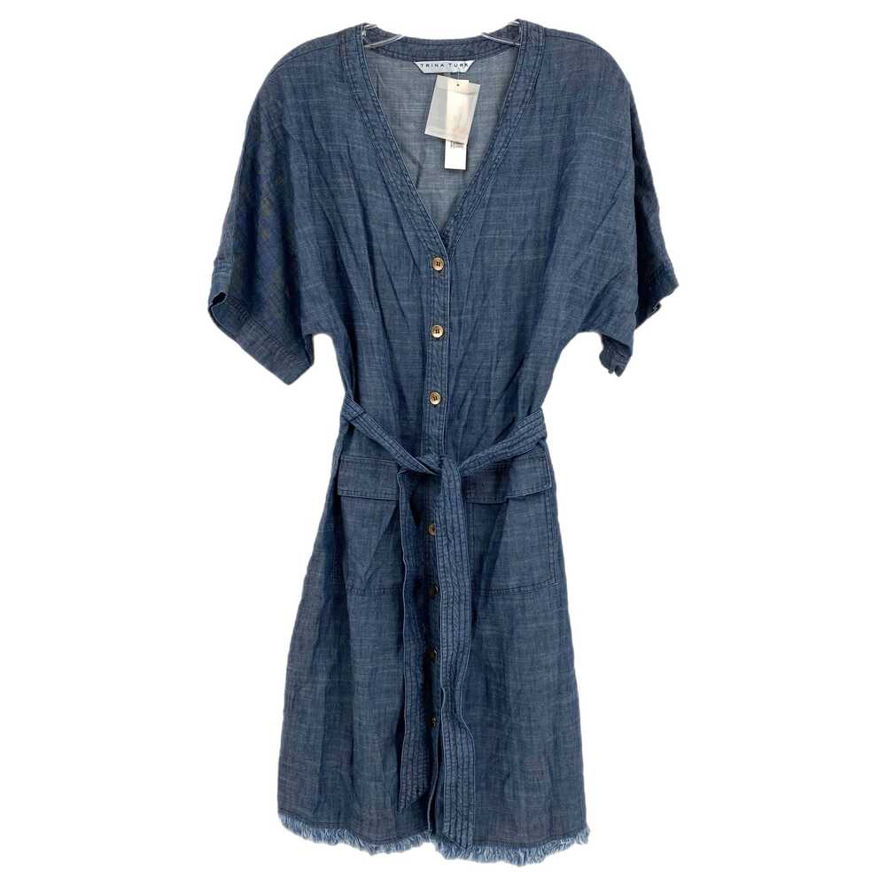 Trina Turk Blue Denim Button Front Mini Dress | Size S